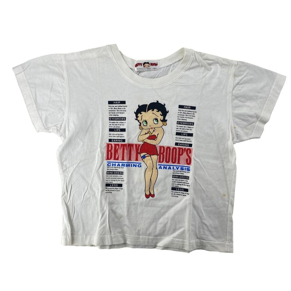 Vintage 1997 Betty Boop “Charming Analysis” Graphic Tee White Y2K Kids Size 12